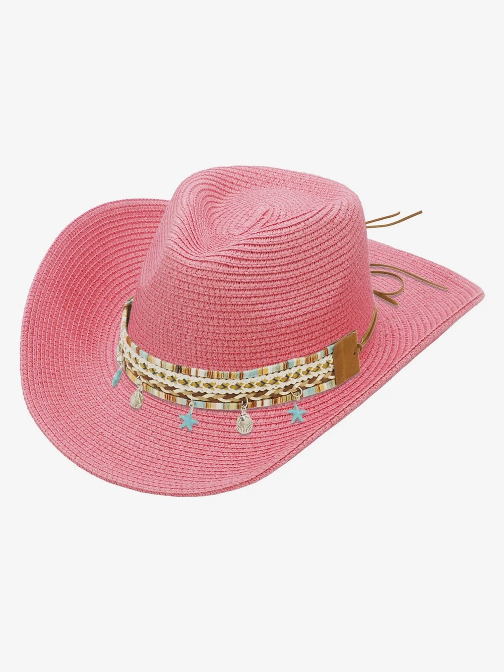 Blue boho tassels  Tribal cowboy hat